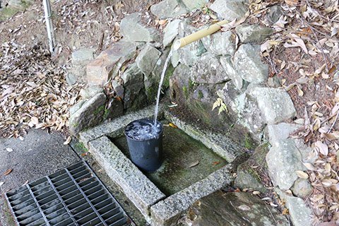 庚申の水。最近は水が細くなってしまうこともあるそうです