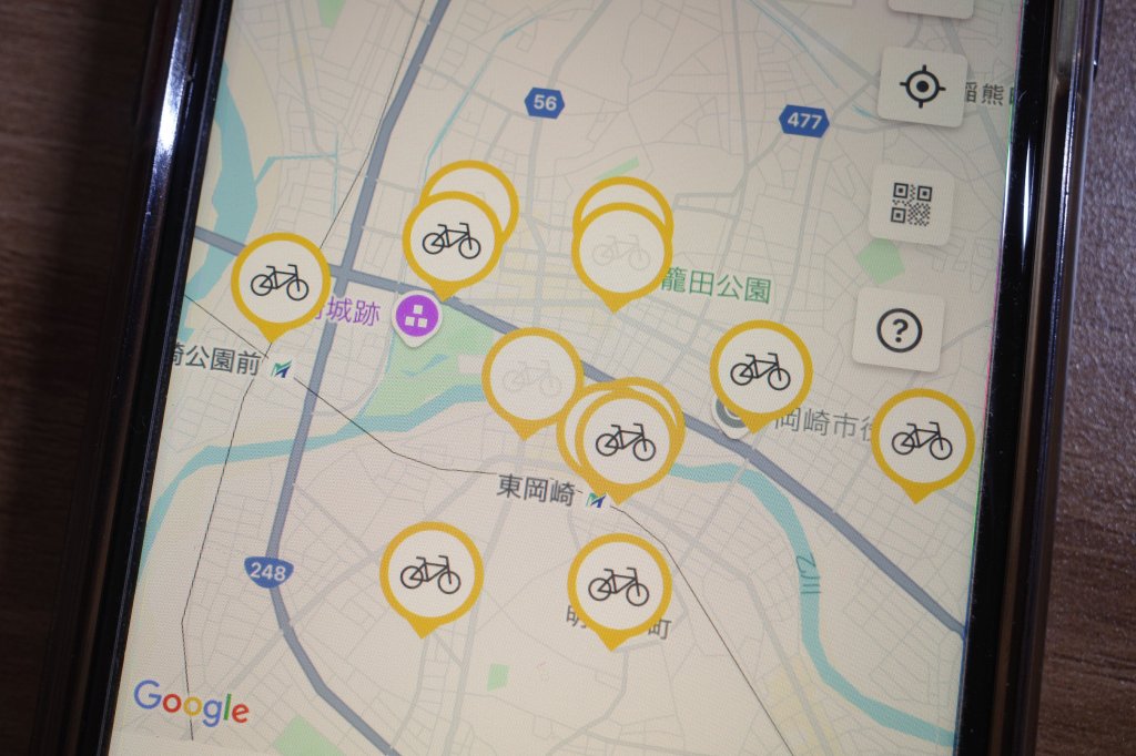 自転車のアイコンが出ているステーションは、シェアサイクルの貸し出しが可能