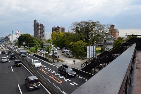 浄瑠璃姫の供養塔は国道沿いの林の中にある。街の中に悠久の歴史が数多く埋まっている岡崎らしい風景の一つ